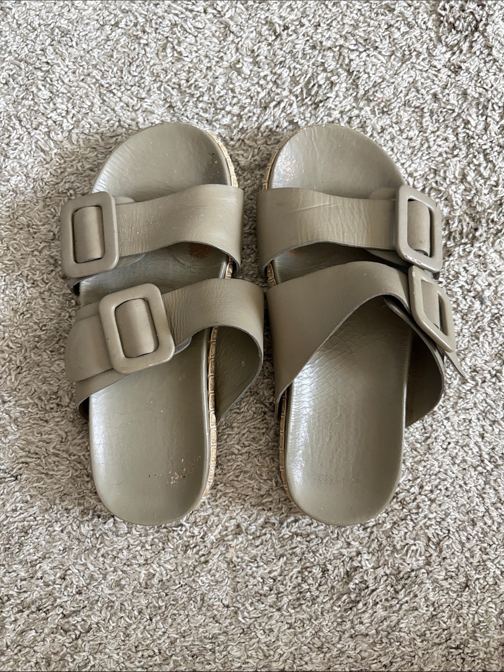 Kaanas Double Buckle Slides in Beige